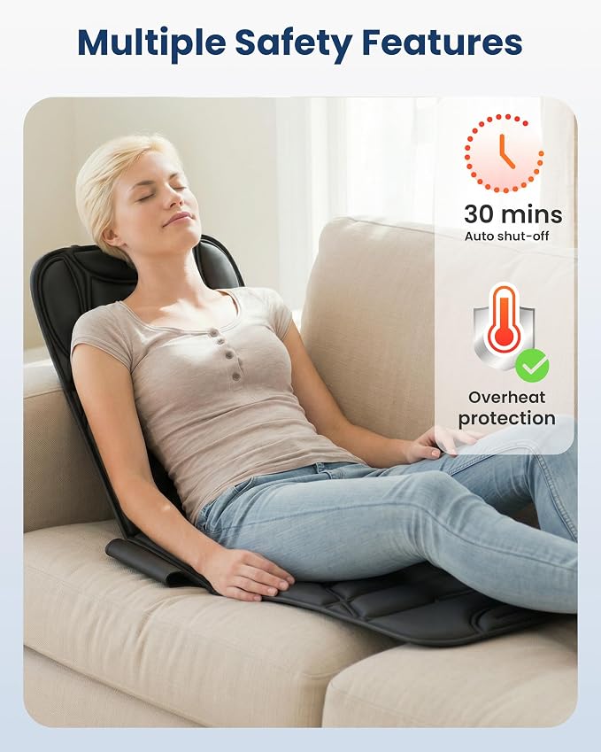COMFIER Full Body Massage Mat Pad, Heating Vibrating Massage Chair Pad with 10 Vibration Motors, 5 Massage Modes and Auto Shut Off, Gift for Men Women