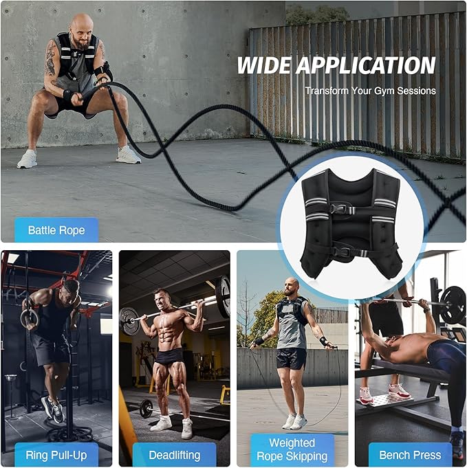 ZELUS Weighted Vest, 6lb/8lb/12lb/16lb/20lb/25lb/30lb Weight Vest with Reflective Stripe for Workout, Strength Training, Running, Fitness, Muscle Building, Weight Loss, Weightlifting