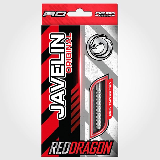 RED DRAGON Javelin Original Professional Darts Set - 85% Tungsten Darts with Flights & Shafts - Available in Soft Tip 18g Barrel/20g Full Weight and Steel Tip 20g - 26g