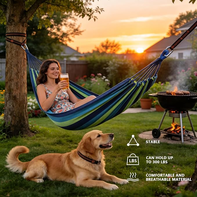 Outdoor amacas Garden Camping Hammock,Portable Hammock for Patio Yard Garden Backyard Porch Travel