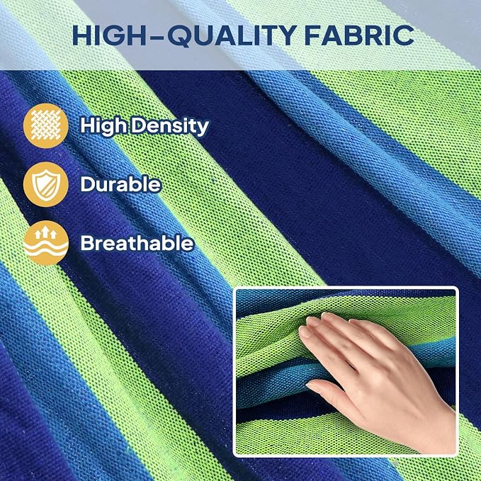 ANYOO Cotton Hammock Portable Camping Hammocks for Hanging Sturdy Garden Comfortable Fabric Hammock with Tree Straps Up to 660lbs with Travel Bag for Camping Outdoor/Indoor Patio Backyard