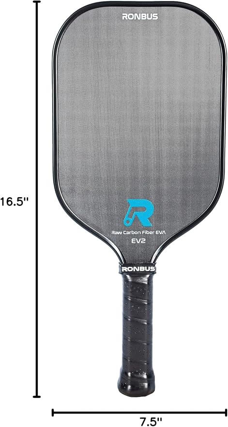 EV2 Raw Toray T700 Carbon Fiber Pickleball Paddle with 16 mm Enhanced EVA core