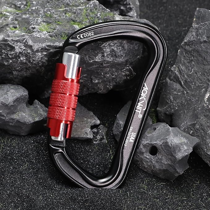 30KN Auto Locking Carabiner Clip Twist Lock UIAA Certified Large Climbing Carabiner Heavy Duty Carabiner for Rock Tree Climbing Rappelling Mountaineering Caving Rescue Arborist Aerial Yoga