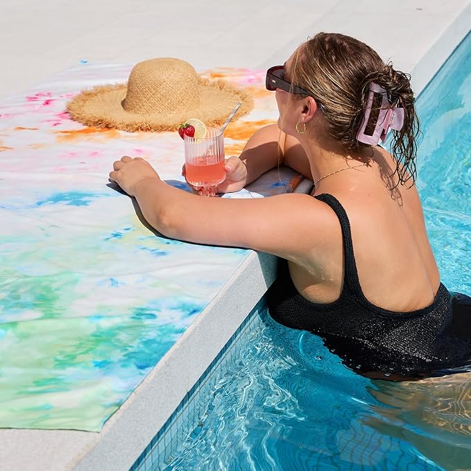 Dock & Bay Beach Towel - Quick Dry, Sand Free - Compact, Lightweight - 100% Recycled - Includes Bag - Sunset Splash - Large (160x90cm, 63x35)