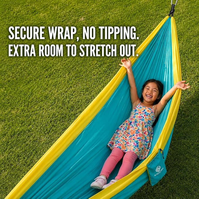 Camping Hammock – 500lbs Portable Hammock with Tree Straps - Travel, Backpacking, Hiking, Outdoors Camping Gear (Green)