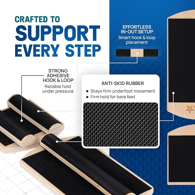 Yes4All 350LBS Professional Wooden Balance Board for Leg Workout, Anti-Slip Rocker Board, Wobble Board for Standing Desk