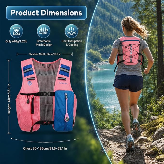 Cooling Vest for Men Women, Hydration Vest for Running Hiking | 2L Water Bladder，3 Cold Source