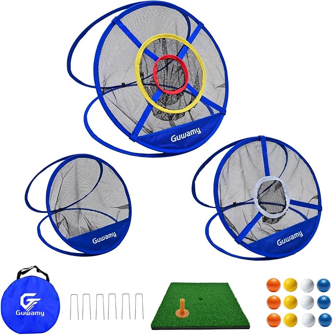 Set of 3 Golf Chipping Nets (3 Sizes) - Pop-Up Practice Targets for Indoor & Outdoor
