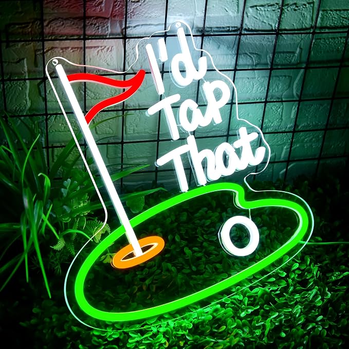 I 'd Tap That Neon Sign for Wall Decor Golf Led Neon Light for Man Cave | Dimmable Neon,Golfer Birthday Gifts,Led 5V USB Powered,Party,Office,Bedroom,Sport Bar Decor,Course Gym Wall Art,12.9*12.9in
