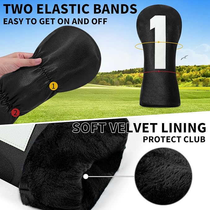 Premium Golf Head Covers - Golf Driver Head Covers, Protects Against Scratches and Damage, Specifically Designed for Fairway Woods.