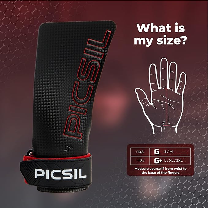 PICSIL - RX Grips | Synthetic Workout & Gymnastics Grips | Ultra-Resistant Carbon Fibre for Cross Training | Helps Prevent Tears & Blisters | Carbon Fibre Material | Use wiht Chalk |