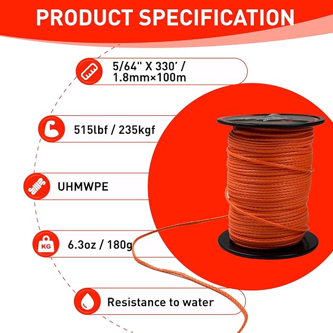 Throw Line 1.8mm 100% UHMWPE Easter Rope for Arborists, Best for Tree Climbing, High Limb Throwing, Outdoor General Purpose