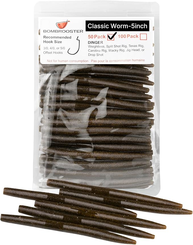4"/5" Senko Worms Kit, Salt Impregnated Soft Plastic Lures | 30/50/78/100 Wacky Worms for Bass Fishing, Freshwater & Saltwater Applications,Artificial fishing bait