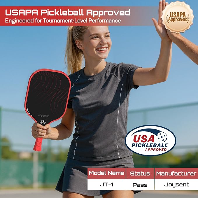 Pickleball Paddles Set, USAPA Approved Carbon Fiber Pickleball Set of 2 with Beginner Pickleball Rackets, Indoor Outdoor Pickle Balls for Adults Men Women, JT-1