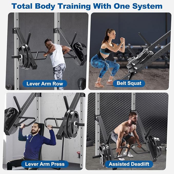 SELEWARE Squat Rack Attachment, Y-Shaped Dip Bar Attachment, Nordic Hamstring Curl Attachment and Lever Arms for 2x2 or 3x3 Power Rack with 5/8" or 1" Hole, Power Cage Accessories for Home Gym