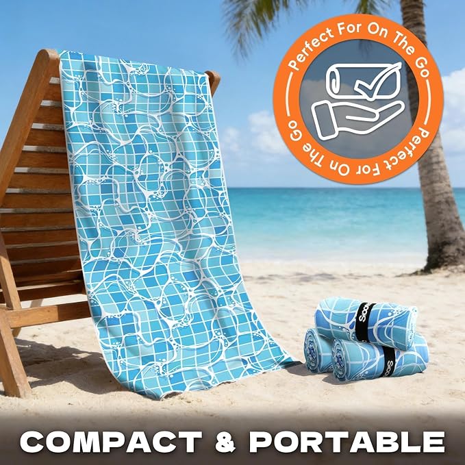 Microfiber Sweat Towel 2 Pack 30" x 60" Gym Towel Ripple Blue | Lightweight and absorbent microfiber towel with quick-dry, odor-resistant fabric for yoga, travel, camping and beach