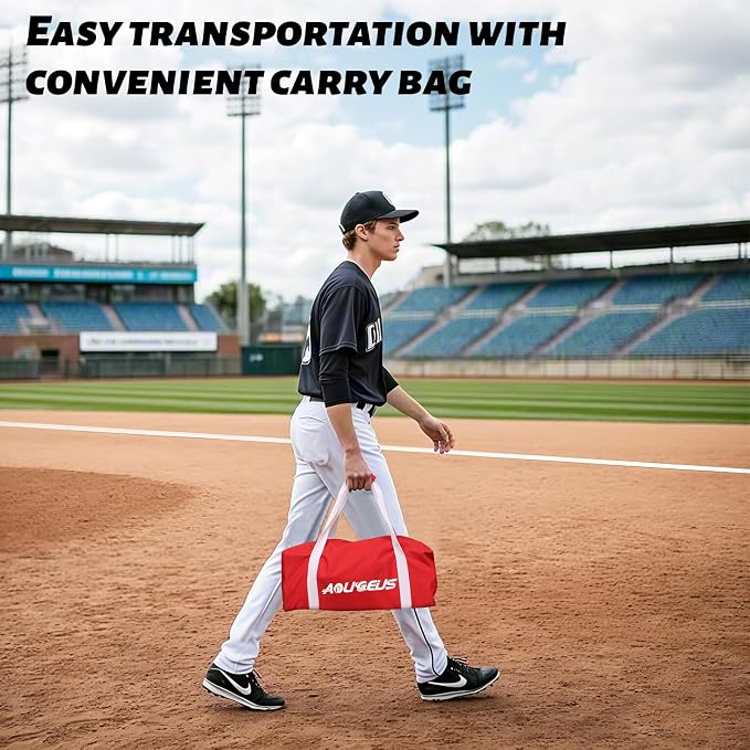 Baseball & Softball Portable Practice Batting Screen, 7-FT I-Screen or L-Screen Pitching Net for Pitcher Protection with Carry Bag and Ground Stakes