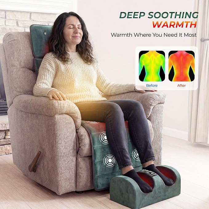 Full Body Massage Mat with Heat, Detachable Massager Pad for Deep Tissue Pain Relief, 10 Vibrating Motors for Relaxation at Home or Office