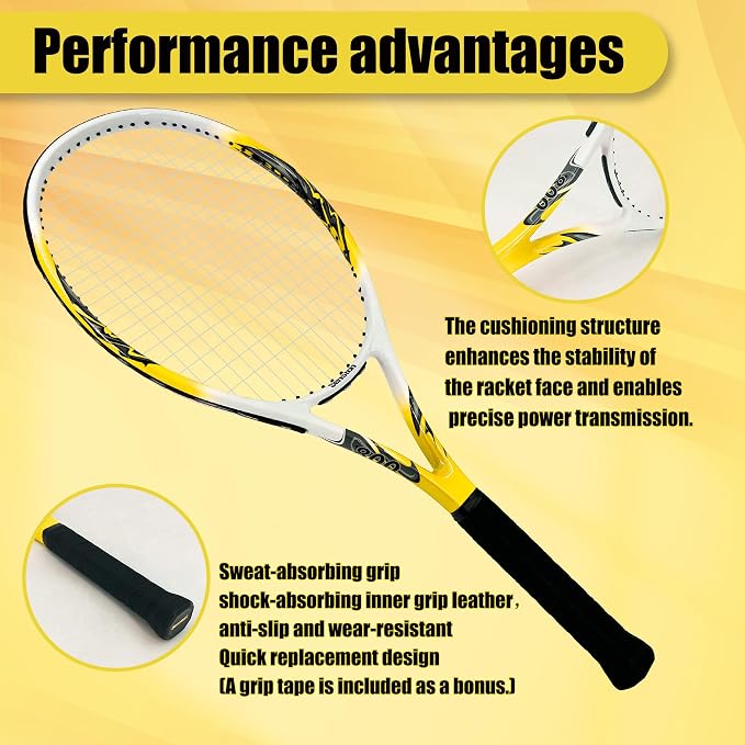Senston 27 inch Tennis Racket for Adults 1 Pack Tennis Racket Set Tennis Overgrip, Vibration Damper