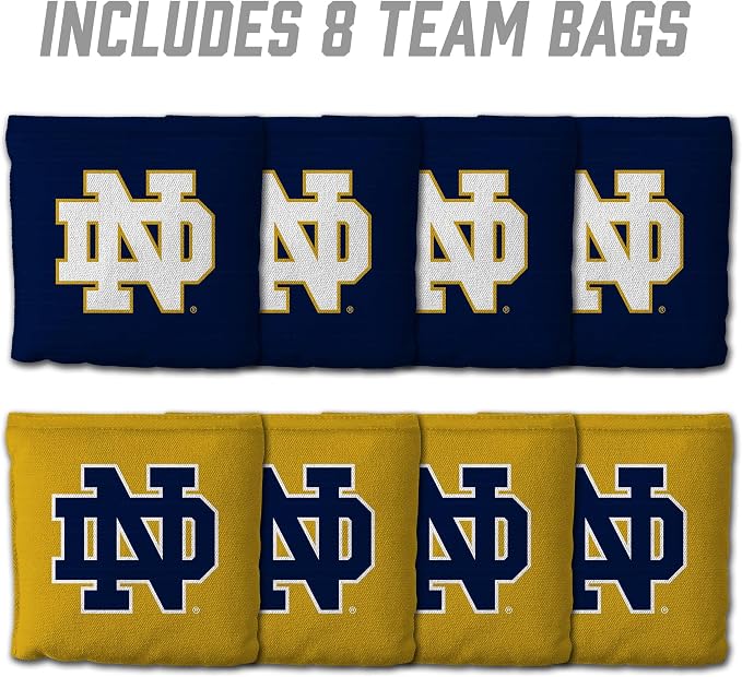 YouTheFan Officially-Licensed NCAA Set of 8 Cornhole Bags - All Weather Dual Sided Slide & Stop - Regulation Size with Carry case
