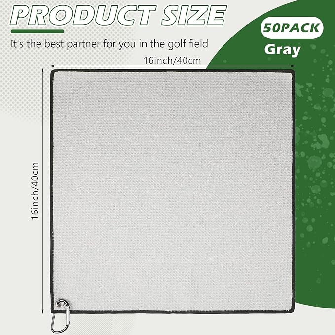 Batiyeer Golf Towels Bulk for Bags, 16"x16" Microfiber Waffle Pattern Golf Towel with Clip for Tournament, Club, Fitness