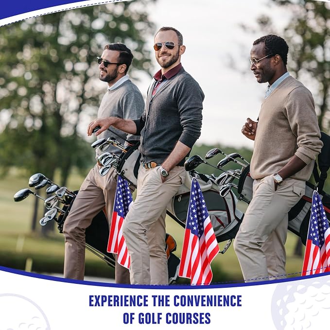 Batiyeer 3 Pack American Flag Golf Towels Independence Day Caddy Towels Gifts Large 16 x 24 Waffle Pattern with Carabiner Clip, Ultra-Absorbent Golf Gear for Men Fourth of July Gifts, Red Blue White