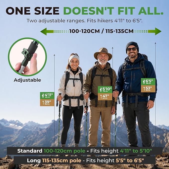 Trekology Trek-Z Collapsible Hiking & Trekking Poles - Balance Support for Seniors, Women, and Men, 2pc Per Set