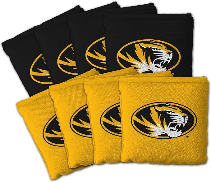 YouTheFan Officially-Licensed NCAA Set of 8 Cornhole Bags - All Weather Dual Sided Slide & Stop - Regulation Size with Carry case