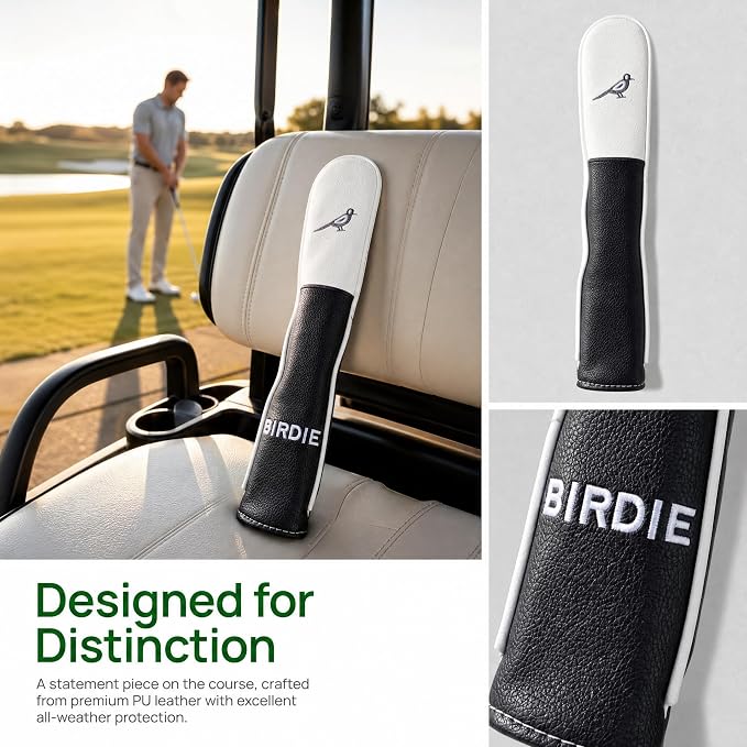 Vesperlux Birdie Golf Headcover Driver Wood Hybrid | Waterproof, Anti-Slip, 3-Pack, Universal Fit, Alignment Stick Cover, Durable, Adjustable Number Dial, Funny Unisex Golf Gift