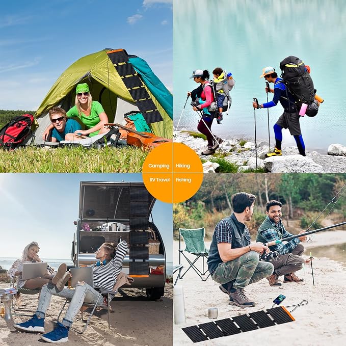 2pcs USB Solar Panel 6W 5V Monocrystalline Mini Solar Panels with USB 2.0 and 60W Foldable Solar Panel with USB-C PD3.0 / USB-A QC3.0 / DC 20-28V Port for Power Station