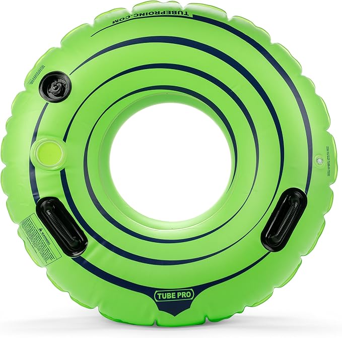Tube Pro Green 44" Premium River Tube with Cupholder- Heavy Duty, Commercial Grade