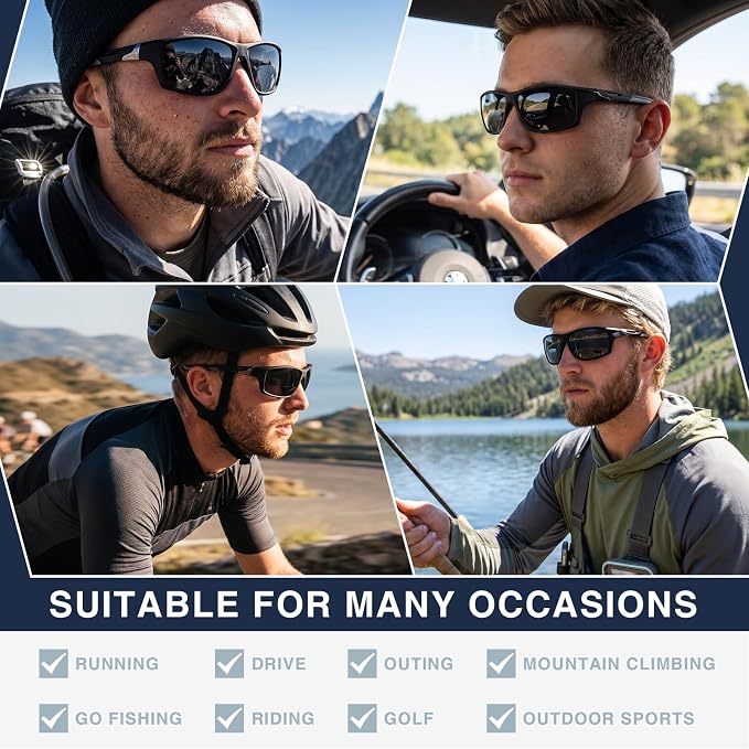 DEHOTRE 2 Pack Bifocal Reading Sunglasses Men Wrap Around Sports Sun Readers Outdoor Clear Top Soft Nose Pads PC Frame UV400