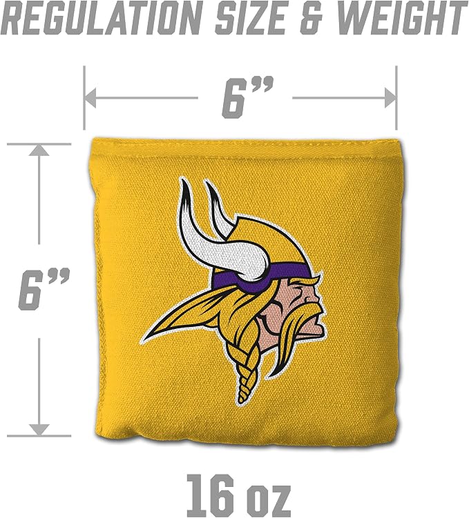 YouTheFan Officially-licensed NFL Set of 8 Cornhole Bags - All Weather Dual Sided Slide & Stop - regulation size