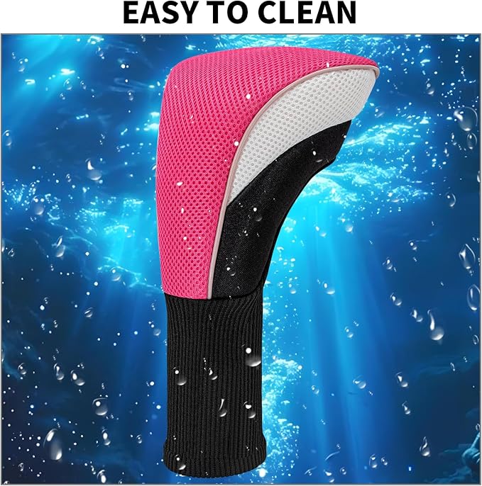 Golf Club Head Covers for Woods 3/4/5/6 Pieces Long Neck Mesh Sports Golf Club Headcovers Set with Interchangeable No. Tags 3 4 5 6 7 X Golf Accessories for Men Women