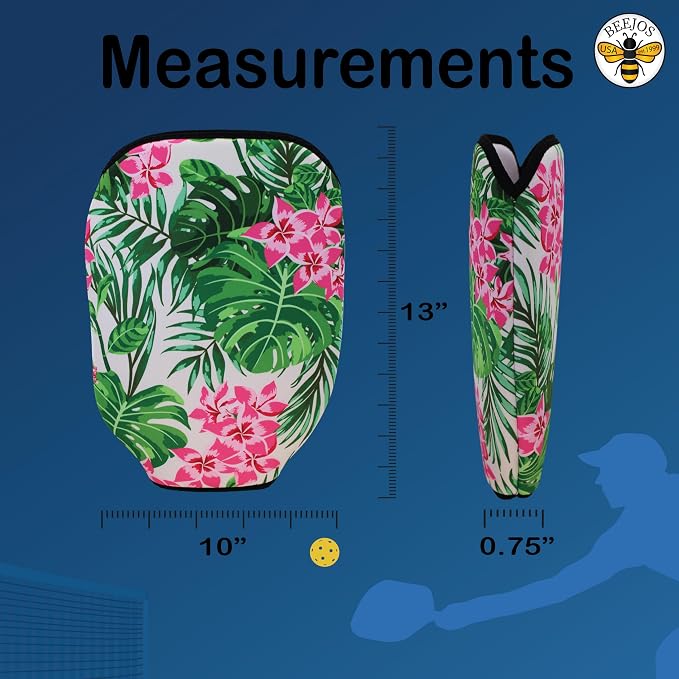 BeeJos Hawaiian Collection: Premium Slip-On Pickleball Paddle Cover-Fits Standard Size Paddles-Zipperless (Paddle not Included)