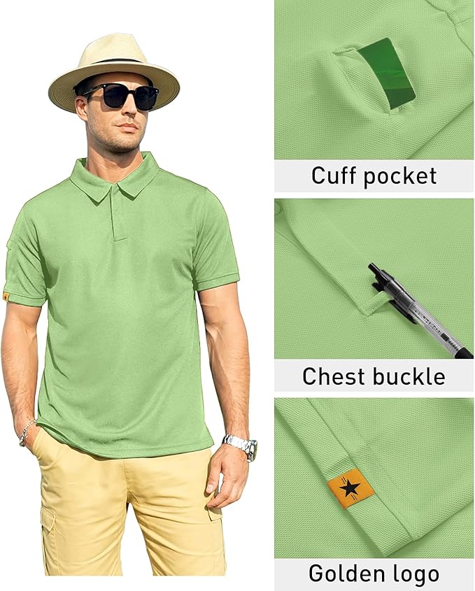 ZITY Mens Polo Shirt Short Sleeve Sports Tactical T-Shirt Athletic Golf Polos Daily Casual Stylish Collared Shirts for Men