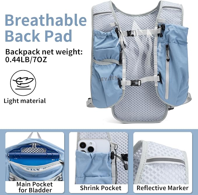 Carey STEN Lightweight Running Hydration Vest, Breathable Outdoor Backpack for Trail Running, Hiking, Cycling & Marathon, Suitable for Both Men and Women