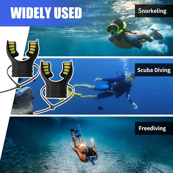 Scuba Diving Mouthpiece, Silicone Snorkel Mouthpiece Regulator Replacement with Regulator Tie Fits Most Standard Regulators Scuba Diving Accessories, Orange/Black/Yellow/Green