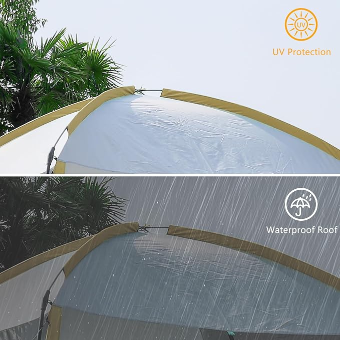 GREGIN Screen House Room 11x11 Ft Mesh Net Tent Canopy Shelter Gazebo, Easy Setup & Waterproof & Sunshade, Suitable for Camping Trip, Backyard, Beach, Picnic