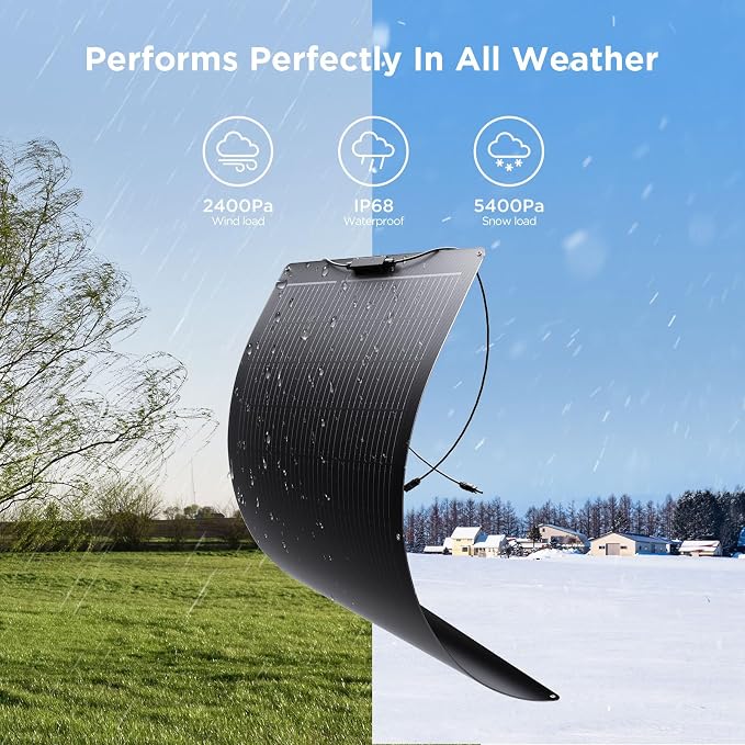 400W Flexible Solar Panel System (4x100W), All-Black ETFE Array, 23% Efficiency High-Power Off-Grid Kit, Compatible with 12V/24V/48V Batteries, RV, and Cabin