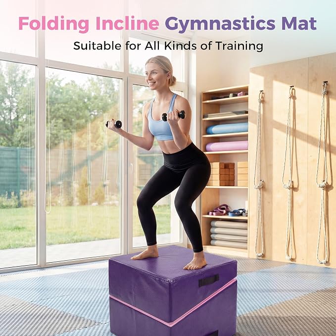 Incline Gymnastics Mat, Gymnastics Cheese Mat, Skill Shape Tumbling Backbend Trainer Exercise Mat, with High-Density Foam & Waterproof Cover, Skill Shape Tumbling Mat, Somersault Backbend Trainer for Gymnastics, Cheerleading & Martial Arts