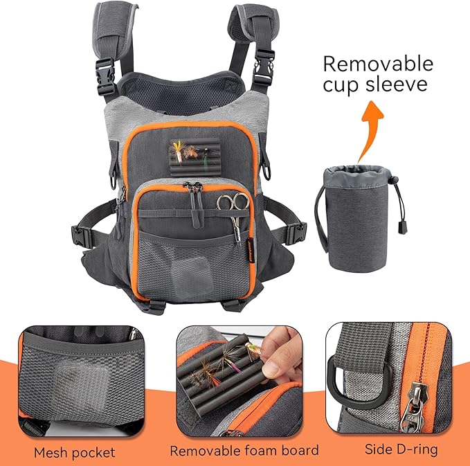 QulayQualy Fly Fishing Pack - Chest Pack with Work Station Lightweight Tackle Fishing Bag with Quick-Release