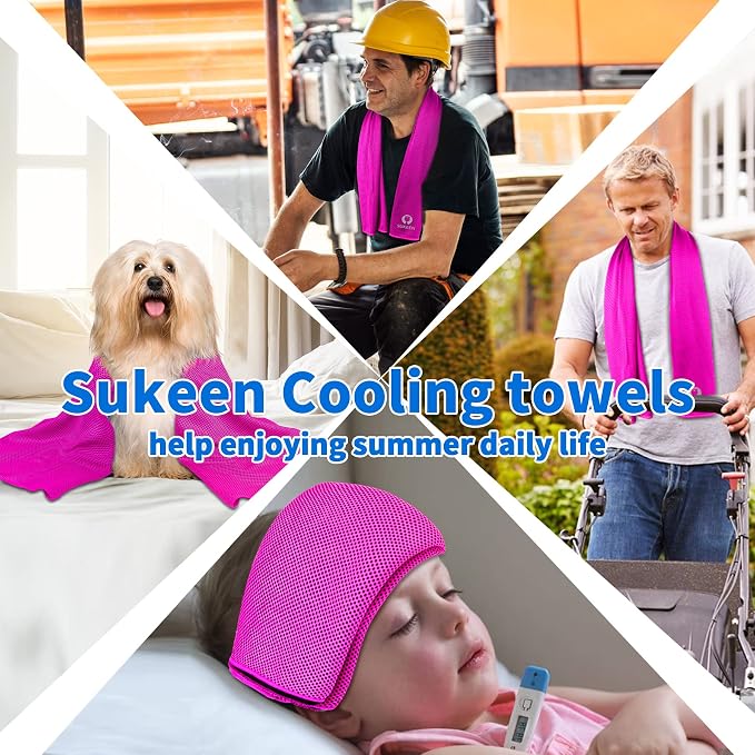 Sukeen 16pack Cooling Towel (40"x12") Bulk Ice Towel,Soft Breathable Chilly Towel,Microfiber Towel for Yoga,Sport,Running,Gym,Workout,Camping,Fitness,Workout & More Activities