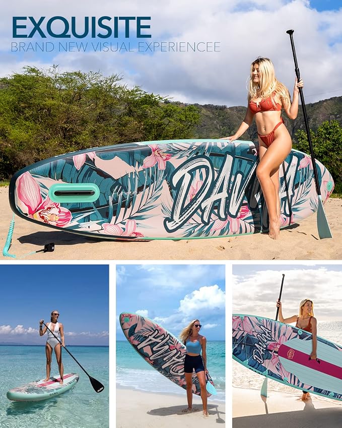 DAMA Inflatable Stand Up Paddle Boards for Adults w/Sup Board Accessories Hand Pump 4pcs Kayak Floating Paddle | Wide Stance, Bottom Fin Paddling Surf Control