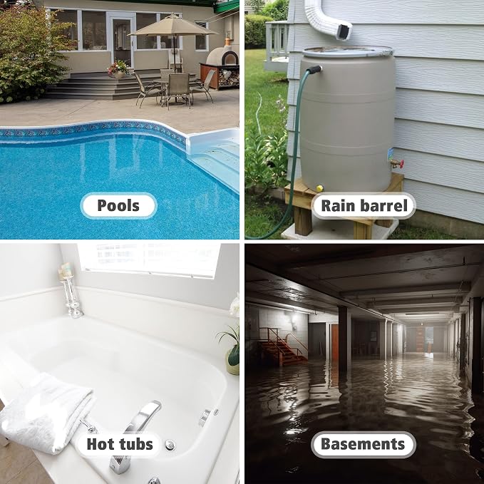 Automatic Water Pump, 2250GPH Sump Pump Submersible Basement Portable Electric Utility Water Pump Removal for Pool Draining Basement Hot Tubs Garden Pool Cover Pond, Dark Black