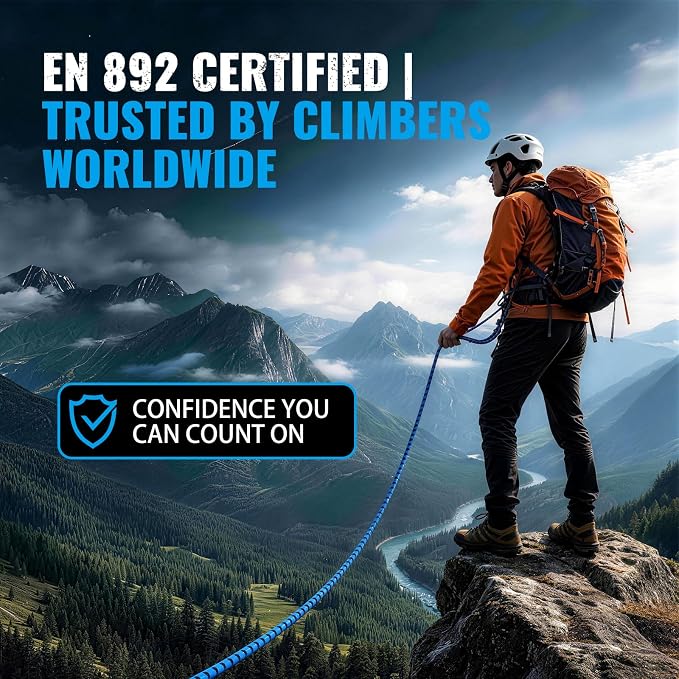 1/2Inch Arborist Rope 150Ft - 9000lbs Heavy Duty Nylon Rope Rappelling Rope, Double Braided Arborist Bull Rope for Tree Work, Hiking, Rigging, Pulling, Swing, Caving, Sailing - Blue