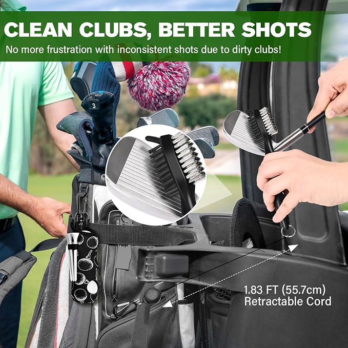 15 Pcs Golf Accessories Kit, Includes Cleaner Brush Towel Tees Golf Ball Bag with Hook Divot Tool with Ball Marker, Golf Essentials Kit for Women Man Gifts