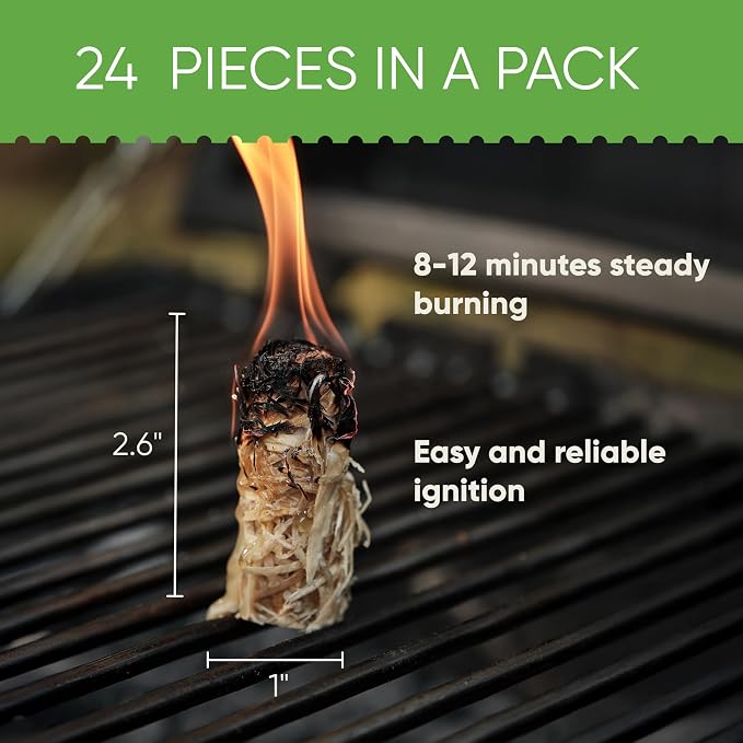 Inflame Fire Starters 24 pcs - Fire Starters for Campfires, Charcoal, Grill, BBQ, Fireplace, Chimney, Woodstove - Waterproof, Weather-Resistant - Natural Wood Starters