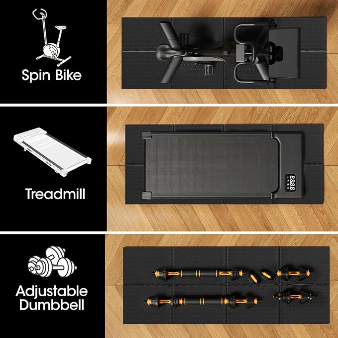 Treadmill Walking Pad Mat for Carpet and Hardwood Floors, 68"x24", 1/5" Thick Exercise Equipment Mat for Under Treadmill/Walking Pad/Bike, Textured Grip, Noise Shock Absorption