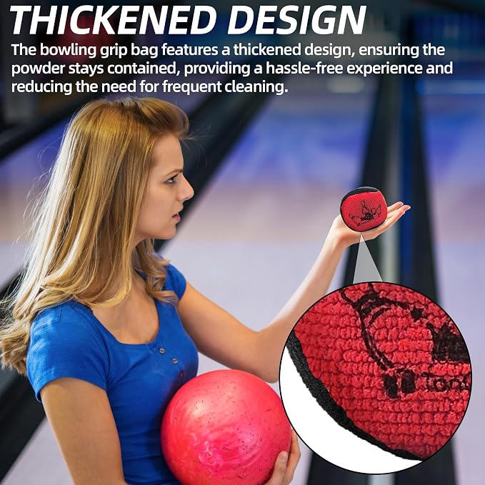 TonGass Microfiber Ultra Dry Bowling Grip Ball, Microfiber Bowling Grip Bags, Bowlings Powder Bag for Hands Use - Black & Red